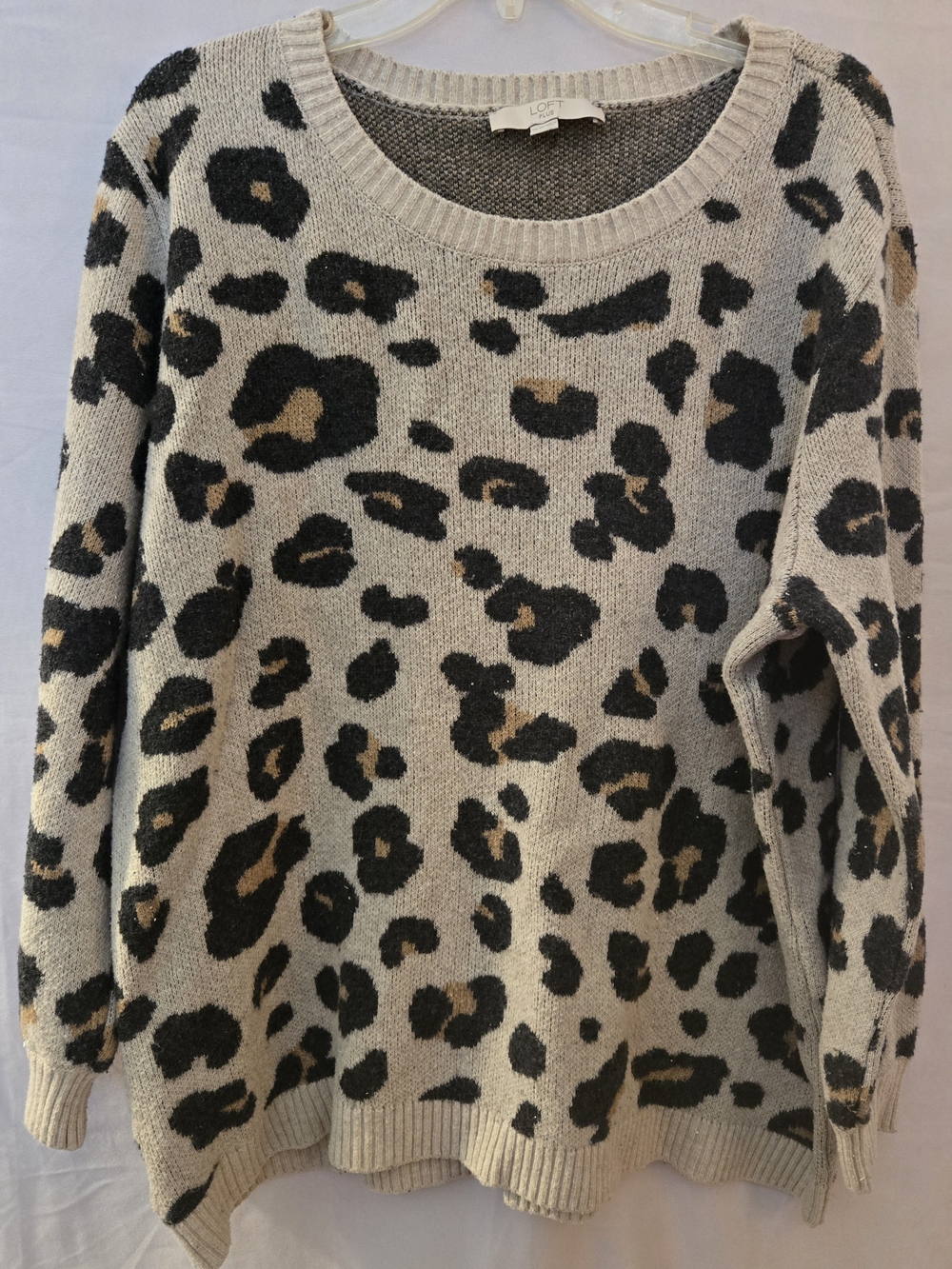 Loft Women's Beige Leopard Print Sweater
